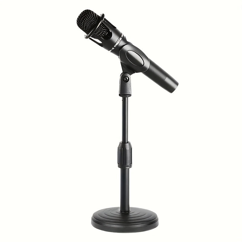 1pc Soporte de micrófono de escritorio ajustable, base pesada para estabilidad, ideal para grabación, podcasting y transmisión en vivo - Material ABS duradero, negro