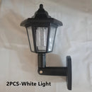 2 luces solares hexagonales para exterior, lámpara de pared LED con panel solar, farol retro, decoración de jardín, luz solar para calle