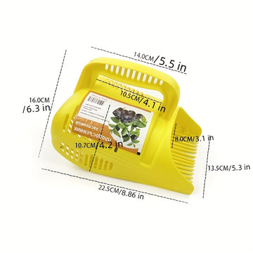 Recogedor de Arándanos Ergonómico - Cosechador de Plástico Amarillo Duradero con Mango Fácil de Agarrar para Arándanos, Fresas y Más - Dispositivo Ligero para Recoger Frutas sin Esfuerzo