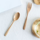 1pc Cuchara de Madera de Haya - Cuchara de Madera Maciza para Mezclar, Postres, Sopa, Fideos, Ensalada, Fruta, Gachas para Uso Doméstico y de Camping, Cubiertos de Camping|Cuchara de Madera Pulida|Cuchara con Acabado Suave