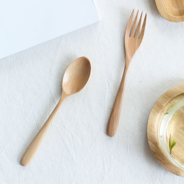 1pc Cuchara de Madera de Haya - Cuchara de Madera Maciza para Mezclar, Postres, Sopa, Fideos, Ensalada, Fruta, Gachas para Uso Doméstico y de Camping, Cubiertos de Camping|Cuchara de Madera Pulida|Cuchara con Acabado Suave