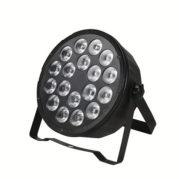 Luz LED Profesional de Escenario, 18x12W 4-en-1 RGBW Luz LED Profesional de Escenario con Control DMX, Diseño Flat Par, Soportes y Enchufe de Energía para DJs, Bodas y Fiestas