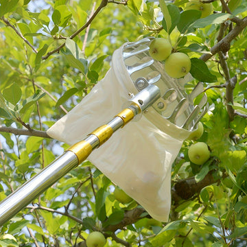 Pulidor de frutas ajustable de alta altitud, herramienta de recolección de frutas de alta altitud con varilla telescópica de acero inoxidable extendida + bolsa de recolección duradera + tijeras de poda + gancho + sierra, combo de recolección y poda multi