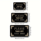 1pc, "Por favor, quita tus zapatos" Alfombra de bienvenida, alfombrilla de poliéster antideslizante, respaldo de PVC rectangular, decoración para la puerta principal, cocina, jardín, patio, porche, lavable en máquina