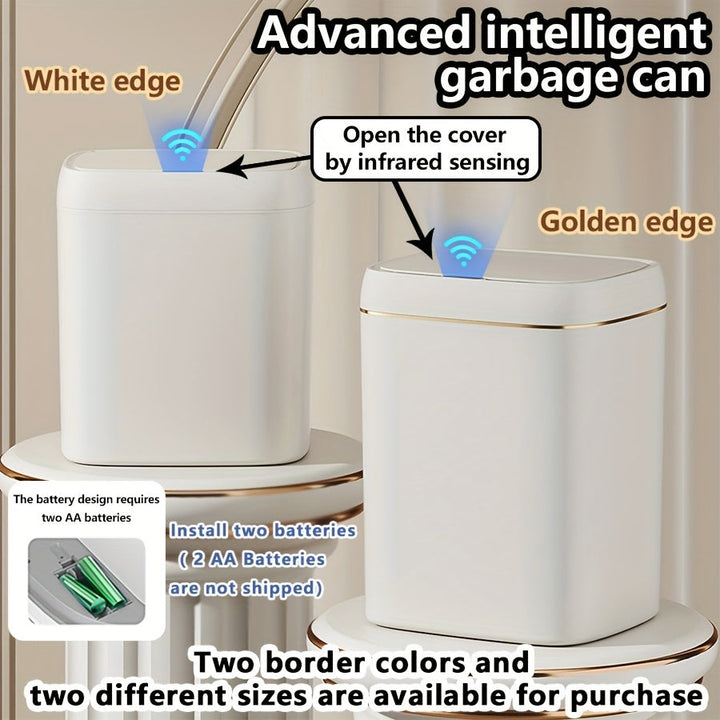Bote de Basura Inteligente de 1 Pieza con Sensor Infrarrojo, Capacidad de 12L/14L, Alimentado por Batería (Requiere 2 Pilas AA, No Incluidas), Funcionamiento Silencioso, Ideal para Uso en Hogar, Oficina y Escuela, Cubo de Residuos Escolares | Estilo de T