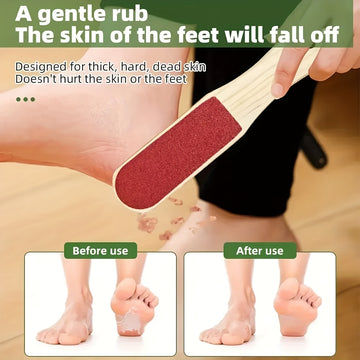 Limpiador de Pies Doble Cara con Mango de Madera, Herramienta para Pedicura, Eliminador de Callosidades y Papel de Lija Beige Claro, Cuidado de los Pies