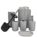 6pcs/set Artículos De Baño, Juego De Cepillo De Inodoro, Portacepillos De Dientes, Cepillo De Inodoro, Papelera, Botella De Champú, Vaso Para Cepillo De Dientes