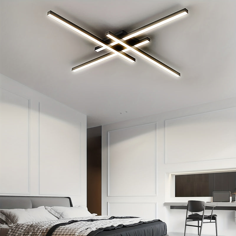 24 pulgadas/60 cm Lámpara de techo moderna, Iluminación de techo LED, Lámpara de techo empotrada negra para dormitorio, estudio, cocina, sala de estar