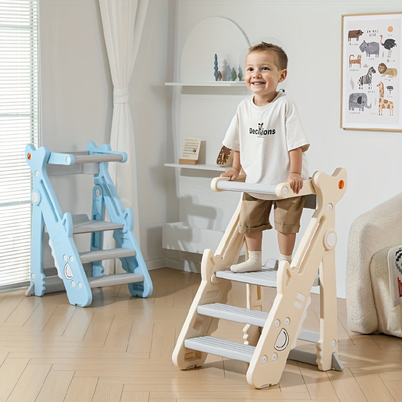Taburete Multifuncional para Niños y Adolescentes, Taburete de Paso para Lavar Manos, Escalones, Taburete de Baño con Barandilla Anticaída
