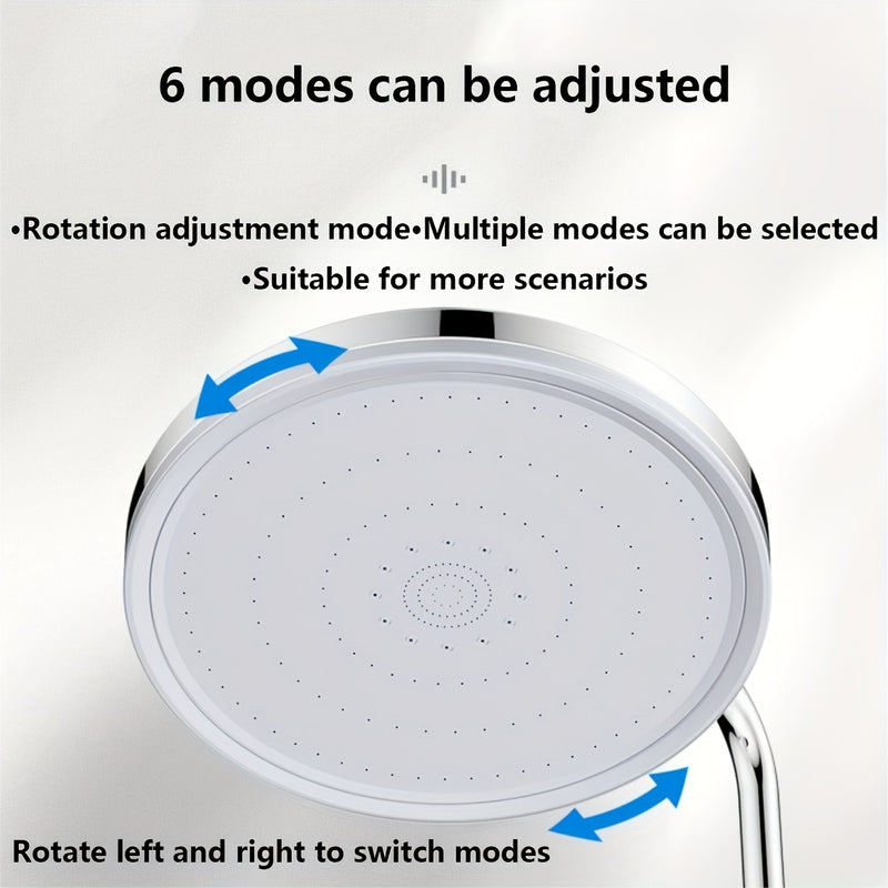 1pc Cabezal de Ducha Circular con 6 Modos de Rociado, Diseño Colgante Ajustable, Plástico Duradero y Ahorrador de Agua para Baños Modernos