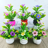Conjunto de 6 Piezas de Plantas en Macetas con Flores Artificiales para Decoración de Oficina y Hogar, Flores Simuladas de Plástico Adecuadas para Estantes y Libreros