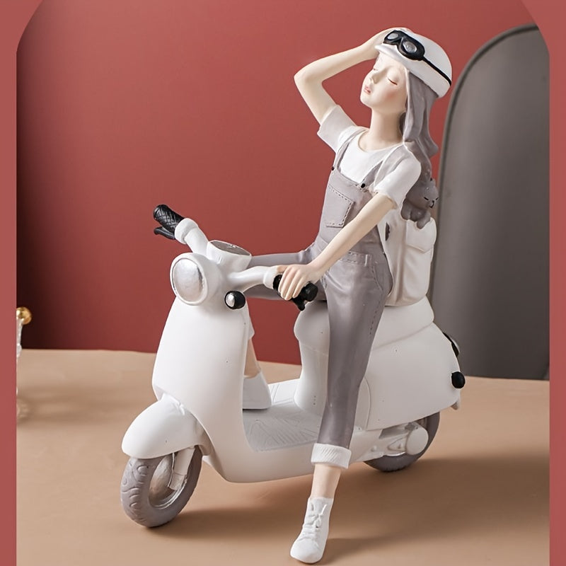 1pieza Chica de Motocicleta, Material de Resina, Adecuado para Decoración de Escritorio, El Regalo Ideal para Navidad, Acción de Gracias y Día de San Valentín, No Necesita Conexión a la Electricidad