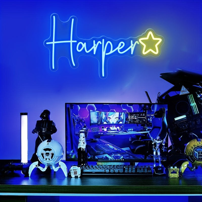 1pc Letrero de Neón Personalizable - Decoración de Pared de Acrylic LED con Brillo Ajustable, Alimentado por USB, Fácil Instalación - Ideal para Bodas, Cumpleaños, Ambiente de Dormitorio, Navidad y Celebraciones de Año Nuevo