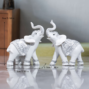 2 piezas Estatuas de elefante de resina, Figuritas de tema animal alfabético, Decoración versátil para interior y exterior para hogar, oficina, hotel, Ideal para Navidad, Halloween, Pascua, Janucá, Acción de Gracias