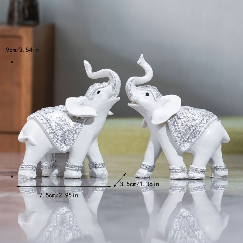 2 piezas Estatuas de elefante de resina, Figuritas de tema animal alfabético, Decoración versátil para interior y exterior para hogar, oficina, hotel, Ideal para Navidad, Halloween, Pascua, Janucá, Acción de Gracias