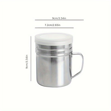 Tarro de Condimentos de Acero Inoxidable con Asa - Contenedor Duradero para Especias de BBQ, Recipiente para Polvo de Pimienta y Sésamo con Tapa, Ideal para Uso en Casa, Restaurante, Café, Contenedor de Especias para BBQ|Utensilios de Cocina Modernos|Dis