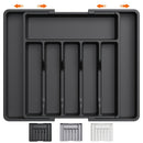 1 pieza, organizador de utensilios de cocina, bandeja expansible para tenedores, cuchillos y platos, soporte de cubiertos y vajilla sin BPA, caja de almacenamiento de plástico ajustable, adecuada para cucharas, tenedores y cuchillos.