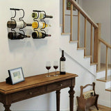 Soporte de Vino Metálico para Estante Inferior en Armarios de Cocina - Soporte de Exhibición Ahorrador de Espacio para 3 Botellas, Diseño de Hierro para Organización de Bar o Despensa en Casa, Portabotellas de Vino