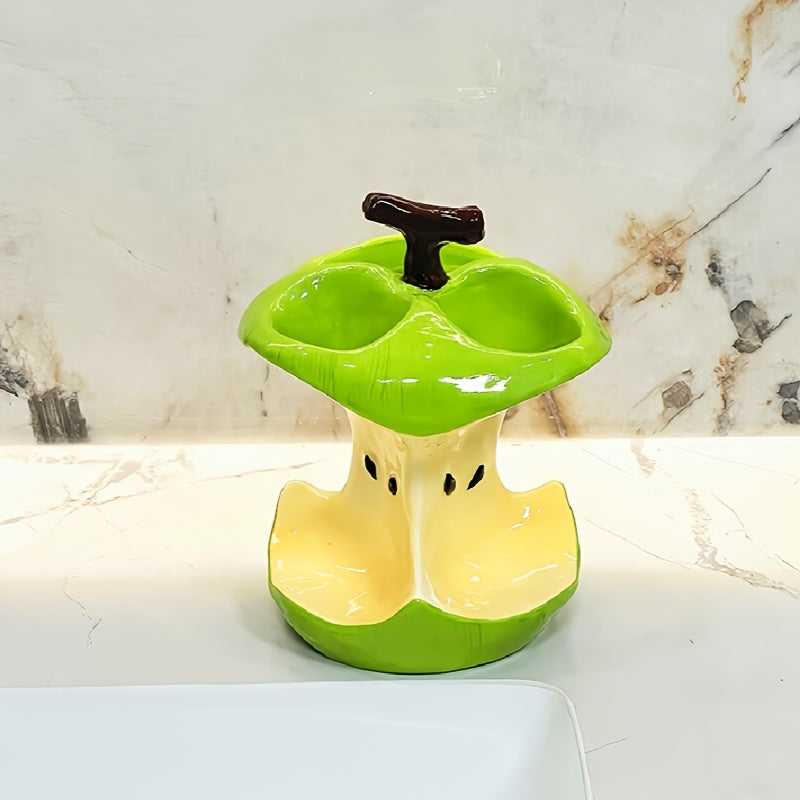 Diseño Original Estilo Manzana Núcleo de Cerámica Soporte de Cepillo de Dientes, Adecuado para Almacenamiento de Cepillo de Dientes Eléctrico, Un Gran Accesorio de Baño de Ducha para el Hogar, Una Buena Opción de Regalo para las Vacaciones