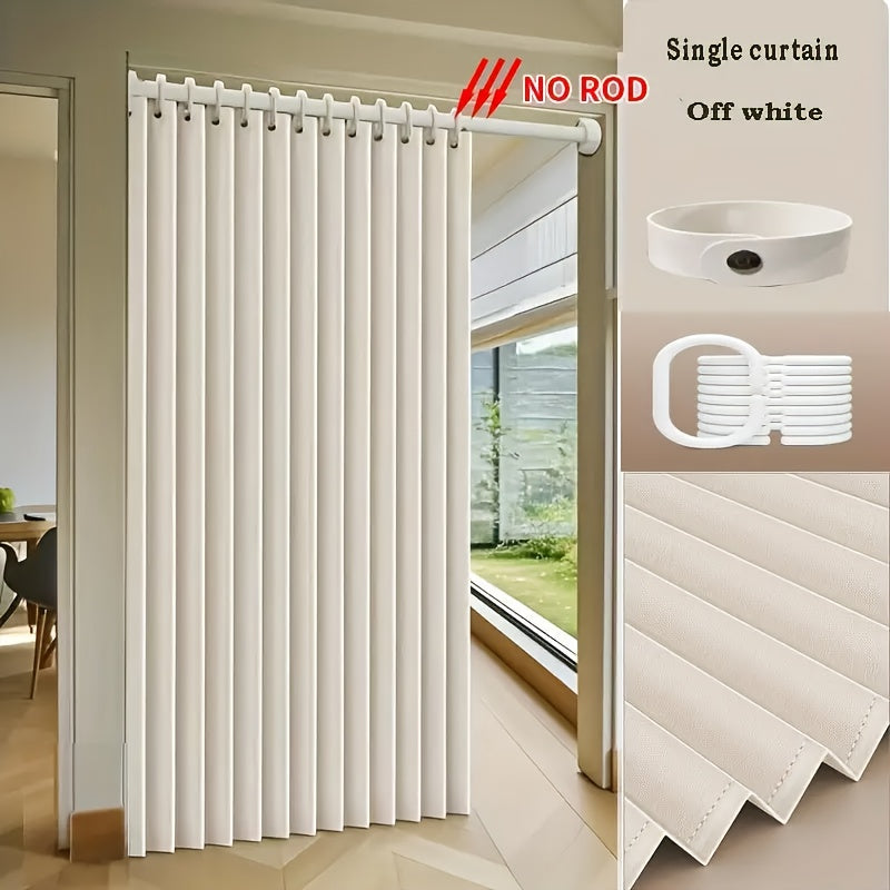 Cortina de bloqueo de estilo bohemio, sin poste, con diseño plegable, fácil de empujar y tirar, adecuada para sala de estar, dormitorio, cocina - Lavado a mano fácil, ganchos de regalo para decoración del hogar