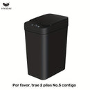 Bote inteligente, pequeño contenedor con tapa para uso doméstico, capacidad de 10 litros, adecuado para dormitorio, baño, oficina, sala de estar, sin batería, bote inteligente con sensor, bote automático de basura con succión eléctrica para baño y sala d