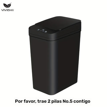 Bote inteligente, pequeño contenedor con tapa para uso doméstico, capacidad de 10 litros, adecuado para dormitorio, baño, oficina, sala de estar, sin batería, bote inteligente con sensor, bote automático de basura con succión eléctrica para baño y sala d