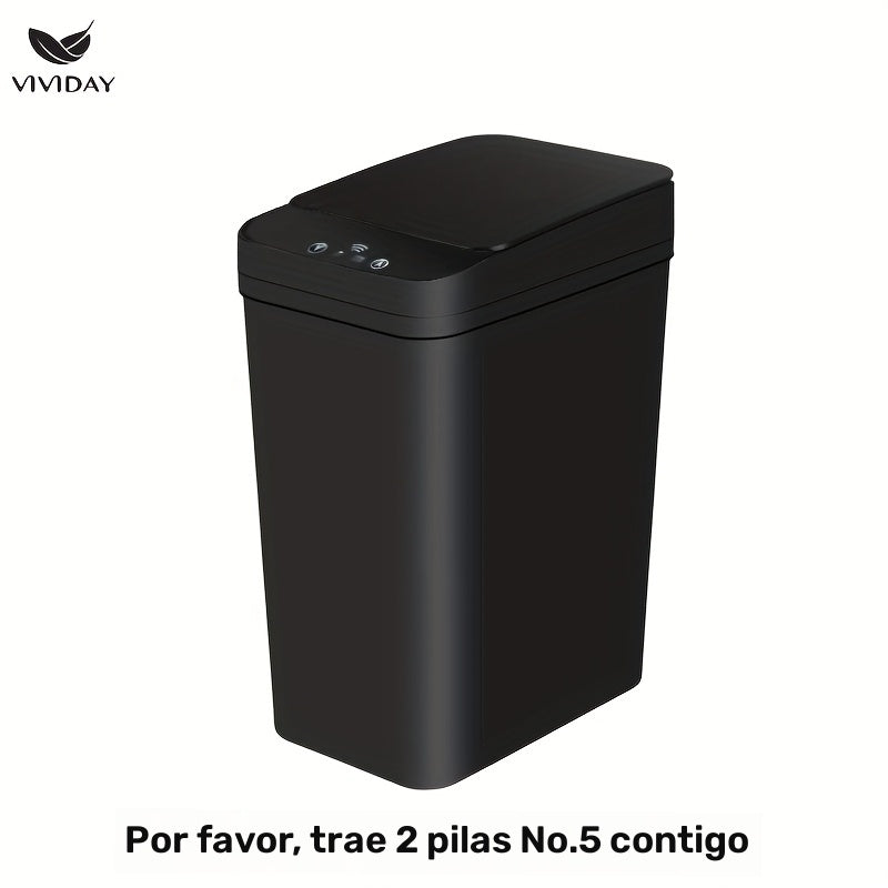 Bote inteligente, pequeño contenedor con tapa para uso doméstico, capacidad de 10 litros, adecuado para dormitorio, baño, oficina, sala de estar, sin batería, bote inteligente con sensor, bote automático de basura con succión eléctrica para baño y sala d