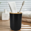 1pc Elegante Soporte Independiente para Cepillo de Dientes y Pasta Dental en Negro y Blanco - Organizador de Baño Moderno Minimalista, No Requiere Taladrar, Hecho de Plástico Duradero, Portacepillos