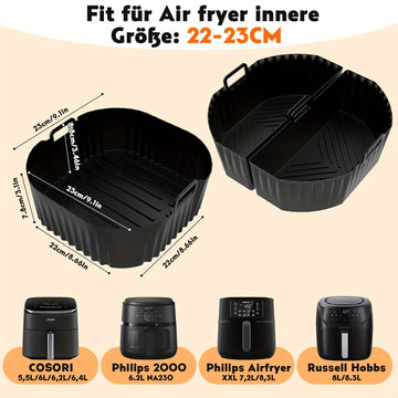 Molde de silicona para freidor de aire caliente, para Cosori TurboBlaze 5.5L/6L/6.2L/6.4L, Philips XXL 7.2L/8.3L, Russell Hobbs 8L/8.3L, Philips 2000 Series 6.2L NA230, inserto de silicona para freidor de aire.