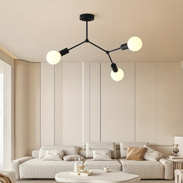 1 lámpara colgante negra con base para tres bombillas E27, ideal para sala, dormitorio o techo (sin bombillas incluidas)