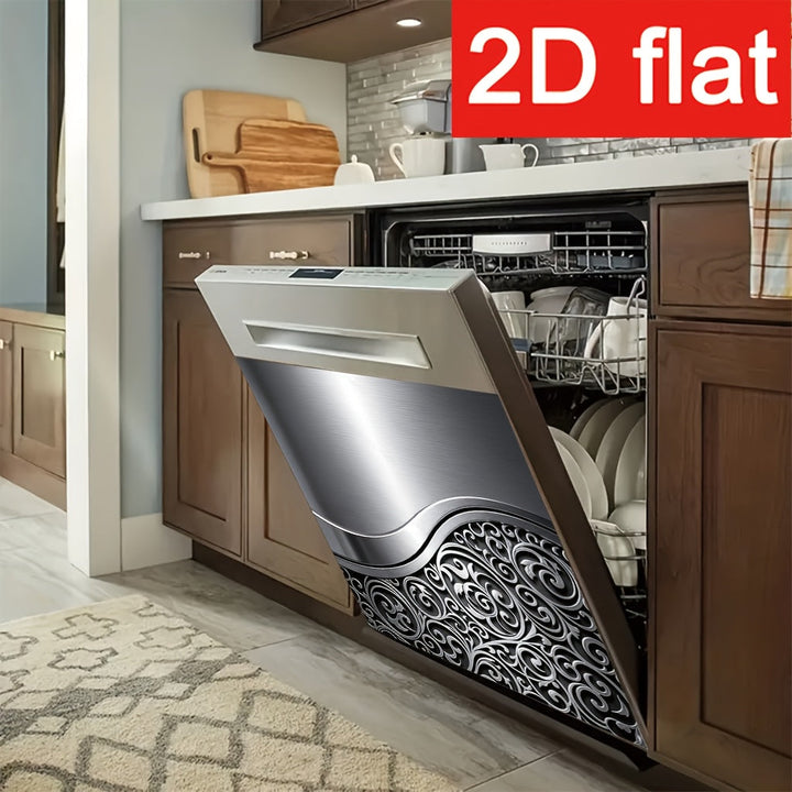 1 pieza, cubierta de puerta de lavavajillas magnética moderna, 23 x 25,5 pulgadas - Resistente a rayones, fácil de limpiar, decoración de cocina reutilizable con patrón de onda elegante, pegatina duradera para mejorar electrodomésticos, accesorio de lava