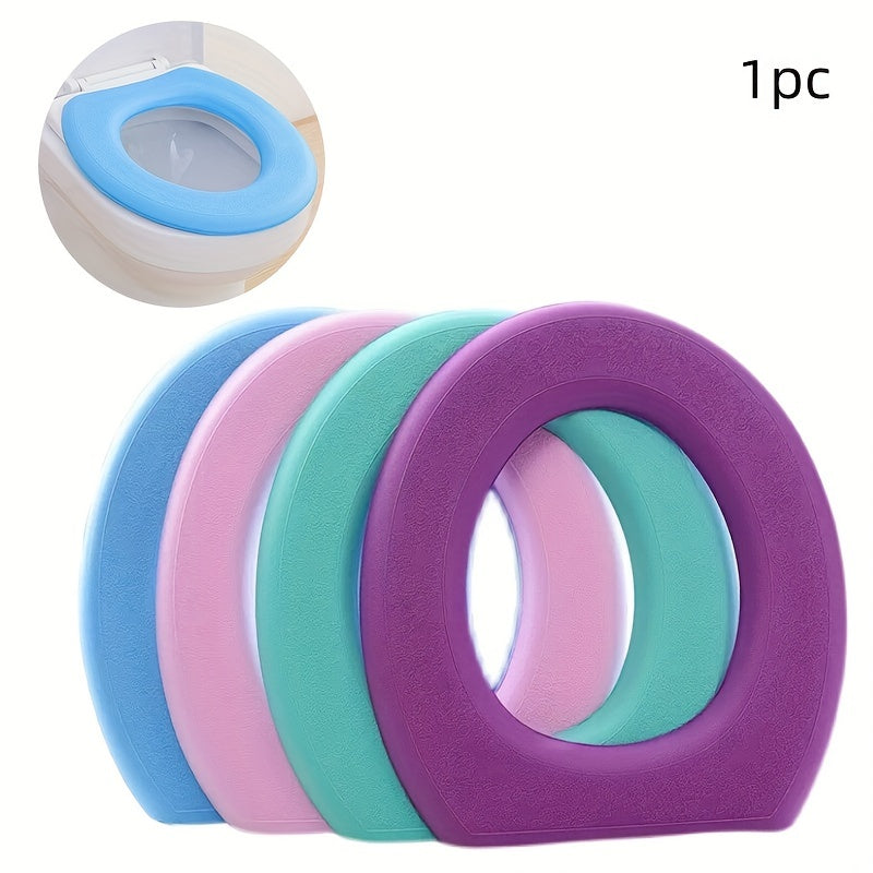 Cubierta de Asiento de Inodoro Suave y Lavable - Impermeable, Alfombrilla de Baño en Forma de O en Morado, Verde, Azul, Rosa, Inodoro, 1pc, Decoración de Regalo de Navidad/Halloween