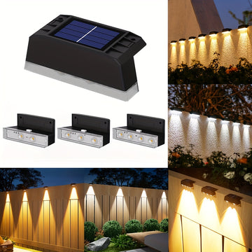 Conjunto de 4 Luces Solares para Exteriores IP44, Iluminación LED Energéticamente Eficiente para Paredes en Jardín, Patio, Escaleras de Villa y Decoración Exterior - Fácil Instalación, Sin Necesidad de Control Remoto