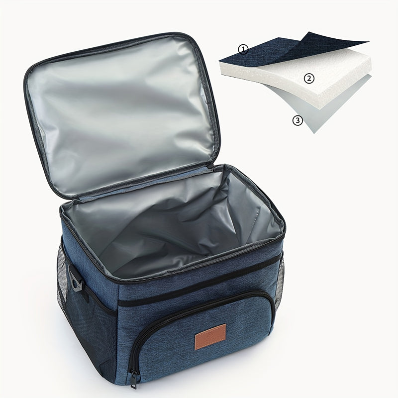 Bolsa de almuerzo aislada de gran capacidad - Caja de refrigeración portátil linda con correa de hombro, recubierta de papel aluminio grueso, ideal para la escuela, la oficina, los viajes y las meriendas al aire libre, almuerzo, regreso a la escuela.