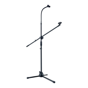 Soporte de Micrófono Metálico Ajustable de Alta Resistencia con Clip para Teléfono - Brazo Boom Plegable de 139.7cm, Base Estable y Diseño Ancho de Bajo Perfil para Karaoke, Actuaciones en Escenario, Podcasts, Estudio en Casa (), Accesorios para Micrófon