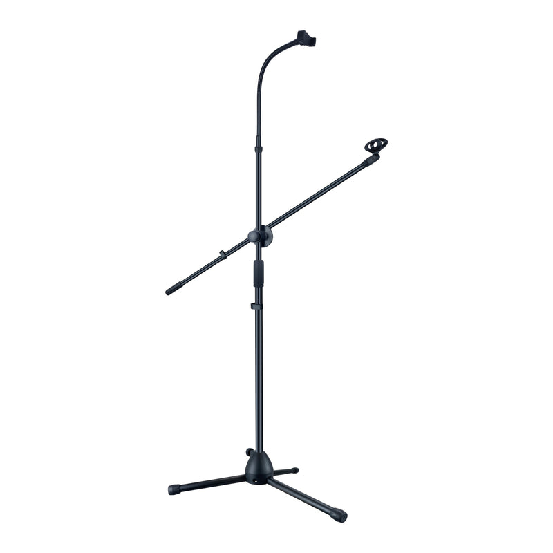 Soporte de Micrófono Metálico Ajustable de Alta Resistencia con Clip para Teléfono - Brazo Boom Plegable de 139.7cm, Base Estable y Diseño Ancho de Bajo Perfil para Karaoke, Actuaciones en Escenario, Podcasts, Estudio en Casa (), Accesorios para Micrófon