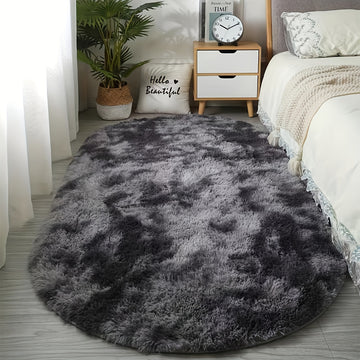 Alfombra ovalada de felpa suave para sala o habitación - Lujosa, liviana, antideslizante, lavable a máquina, decoración para el hogar en negro, blanco, rosa, morado, café, beige y gris - Ideal para espacios acogedores, decoración hogareña | Alfombra de f