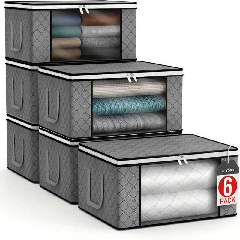 Nueva bolsa de almacenamiento de largo manija para edredones, con ventana completa transparente, gran capacidad y bolsas organizadoras de tela no tejida de tres capas, perfectas para el armario y la organización de equipaje.