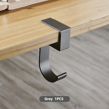 1pc Organizador de Ganchos para Escritorio de Aluminio - Colgador de Bolsas Sin Taladro con Diseño Antideslizante, y Blanco Elegante para Oficina o Estudiante (Uso Doméstico y Profesional), Solución de Almacenamiento de Bolsas, Fácil Instalación, Ganchos