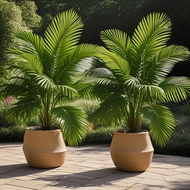 Juego de 2 palmeras artificiales tropicales de gran tamaño de 127 cm - Hojas verdes vibrantes, decoración duradera de plástico para interiores y exteriores, adecuada para Navidad, Acción de Gracias, Día de la Madre, Domingo de Ramos | No se necesita rega