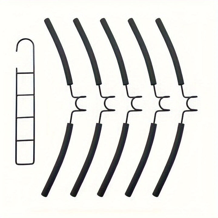 Percha Mágica de 5 Capas que Ahorra Espacio - Antideslizante, Organizador de Ropa Metálico Plegable para Dormitorios y Armarios