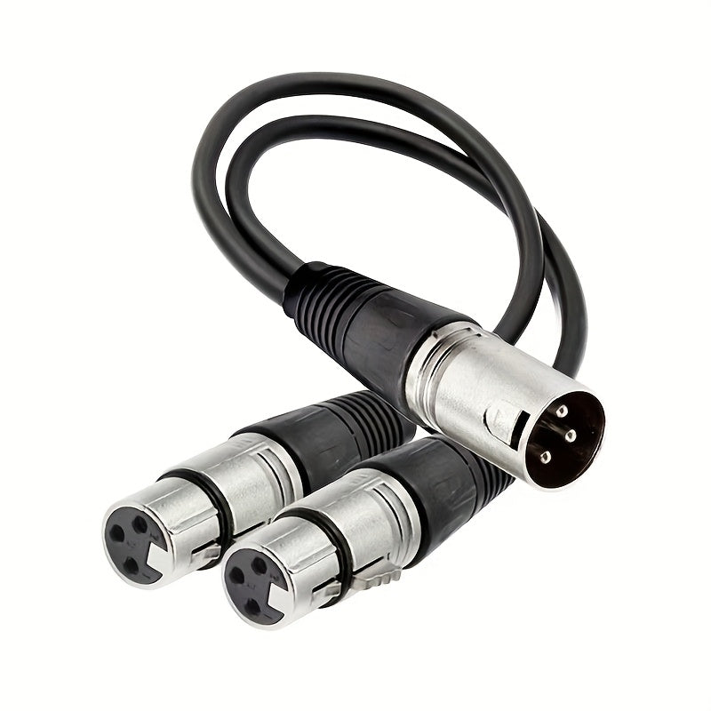 Cable XLR modular de aleación de zinc con divisor 2 hembra a 1 macho, línea de audio de 3 pines para micrófonos, color negro y plateado resistente, longitud de 1.5 m/5.9 pies, equipo de audio profesional | Cable modular | Cable duradero