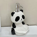 Porta jabón y dispensador de loción 2 en 1 con diseño de panda, multifuncional para baño, cocina o dormitorio, independiente, sin necesidad de electricidad, ideal para jabón, champú, gel de baño, detergente y accesorios de baño