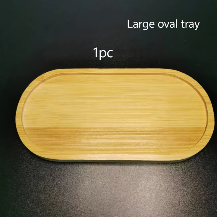 Bandeja ovalada multifuncional de bambú pulido, diseño sólido, temática urbana, ideal para tocadores, mesones de baño, posavasos para té y café, almacenamiento de cosméticos, hogar y cocina, Navidad, San Valentín