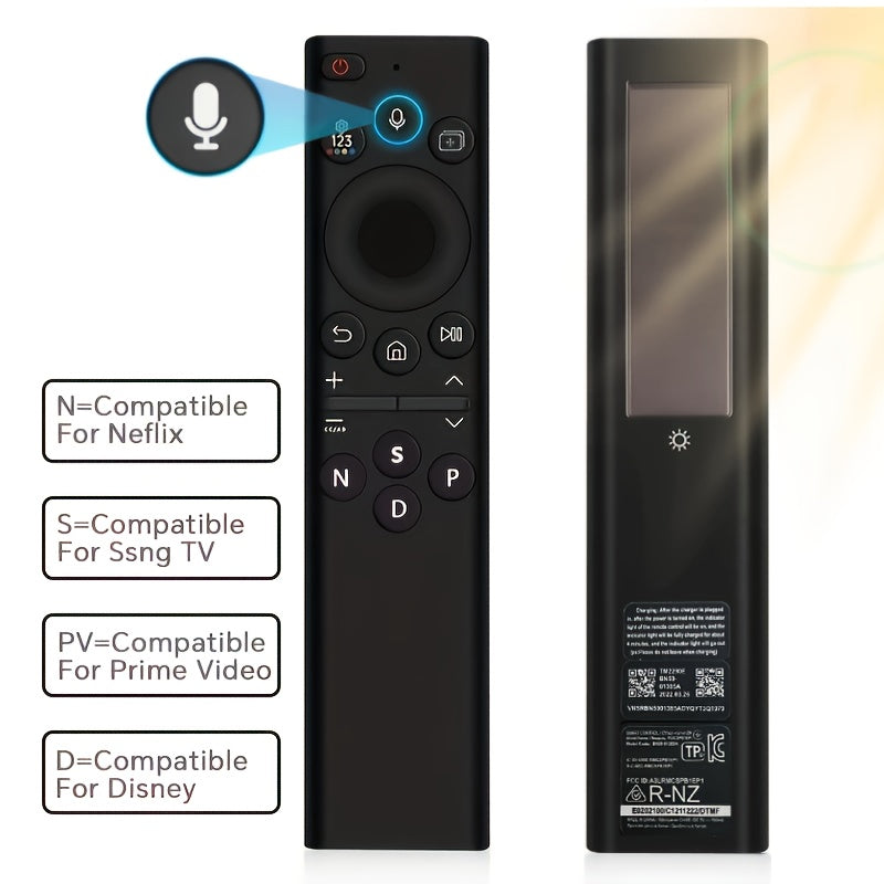 Control remoto solar con voz BN59-01385A de reemplazo para TV inteligente Neo LED 4K Ultra HD 2021-2022, recargable inalámbrico con celda solar, entretenimiento en casa, diseño elegante, construcción duradera