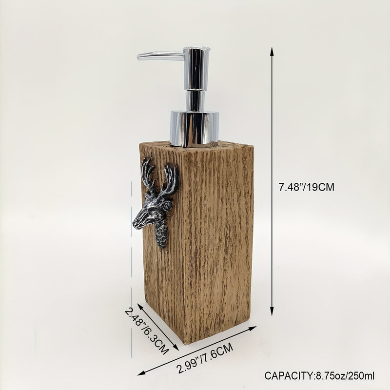 1pc Dispensador de loción de diseño de resina de ciervo, dispensador de jabón de encimera, botella de bomba líquida a prueba de fugas, dispensadores de ducha de resina recargables para baño, accesorios de baño, decoración del hogar, muebles para el hogar