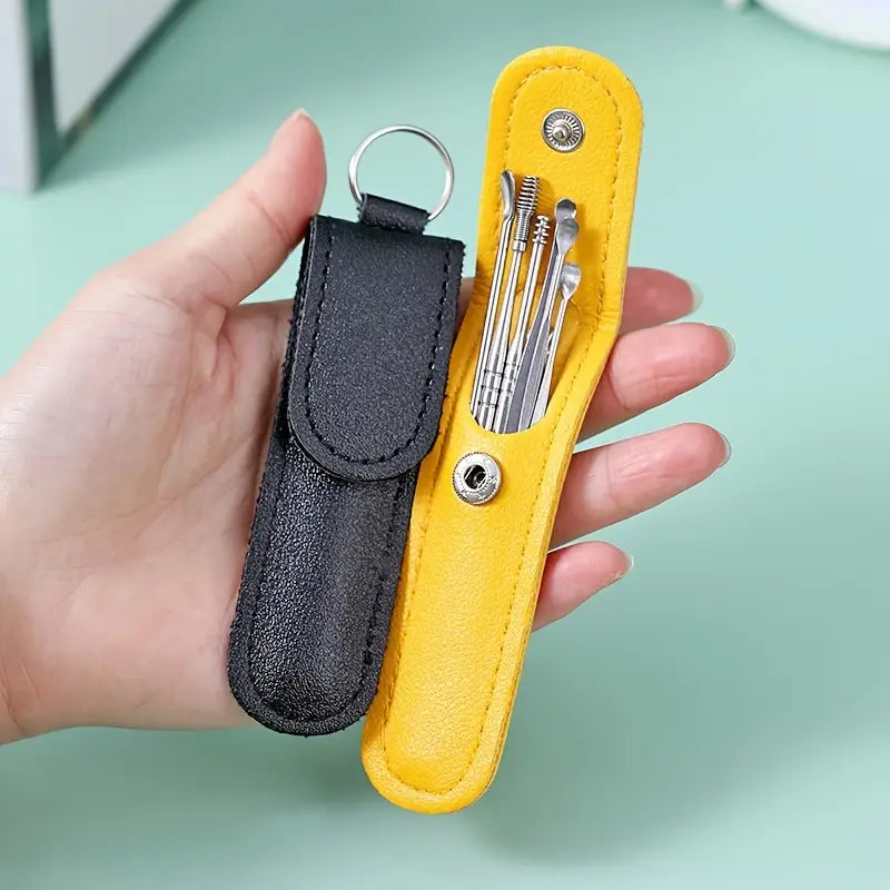 Kit para Remover Cera de Oídos, 6 Herramientas para Limpieza de Oídos, Herramienta Portátil e Innovadora de Cera de Oídos con Resorte, Herramienta de Acero Inoxidable para Remover Cera de Oídos, Herramienta Reusável para Limpieza de Oídos para Adultos
