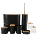 Juego de accesorios para baño de bambú, 8 piezas, con dispensador de jabón, portacepillos, vaso para cepillo de dientes, jabonera y frasco para hisopos, ideal para baño, sala, cocina o como regalo de casa nueva para familia y amigos