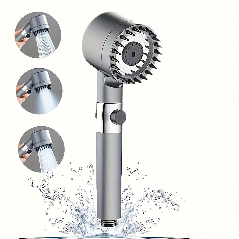 Cabezal de ducha de alta presión con función de masaje - 3 modos de aspersión, 15 cartuchos de filtro, plástico ABS duradero, montaje en pared, disponible en gris y blanco, sistema de filtración para una experiencia de ducha mejorada, accesorio de ducha
