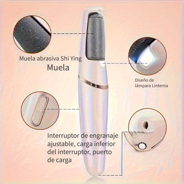 Removedor Eléctrico Recargable & Herramienta de Pedicura - USB Recargable, 400mAh, Portátil - Incluye Molinillo y Lima para Uñas - Ideal para uso en casa y viajes, kit de pedicura portátil